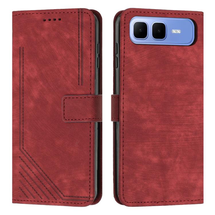 Skin Feel Stripe Pattern Leather Phone Case with Lanyard, For Infinix Hot 60 4G / Hot 60i 4G, For Infinix Hot 60 Pro+ 4G, For Infinix Hot 60 Pro 4G, For Infinix Smart 10 Plus 4G