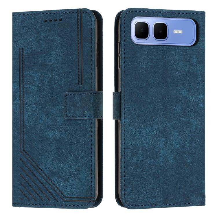 Skin Feel Stripe Pattern Leather Phone Case with Lanyard, For Infinix Hot 60 4G / Hot 60i 4G, For Infinix Hot 60 Pro+ 4G, For Infinix Hot 60 Pro 4G, For Infinix Smart 10 Plus 4G
