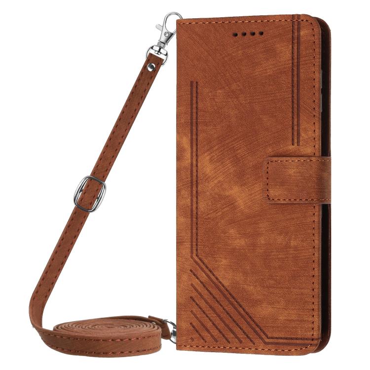 Skin Feel Stripe Pattern Leather Phone Case with Lanyard, For Infinix Hot 60 4G / Hot 60i 4G, For Infinix Hot 60 Pro+ 4G, For Infinix Hot 60 Pro 4G, For Infinix Smart 10 Plus 4G