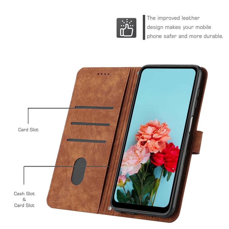 Skin Feel Stripe Pattern Leather Phone Case with Lanyard, For Infinix Hot 60 4G / Hot 60i 4G, For Infinix Hot 60 Pro+ 4G, For Infinix Hot 60 Pro 4G, For Infinix Smart 10 Plus 4G