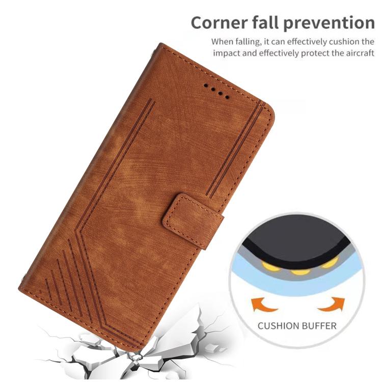 Skin Feel Stripe Pattern Leather Phone Case with Lanyard, For Infinix Hot 60 4G / Hot 60i 4G, For Infinix Hot 60 Pro+ 4G, For Infinix Hot 60 Pro 4G, For Infinix Smart 10 Plus 4G