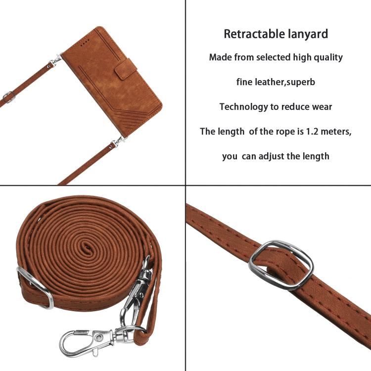 Skin Feel Stripe Pattern Leather Phone Case with Lanyard, For Infinix Hot 60 4G / Hot 60i 4G, For Infinix Hot 60 Pro+ 4G, For Infinix Hot 60 Pro 4G, For Infinix Smart 10 Plus 4G