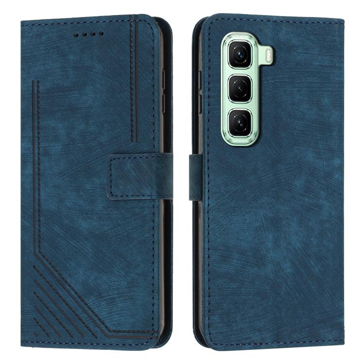 Skin Feel Stripe Pattern Leather Phone Case with Lanyard, For Infinix Hot 60 4G / Hot 60i 4G, For Infinix Hot 60 Pro+ 4G, For Infinix Hot 60 Pro 4G, For Infinix Smart 10 Plus 4G