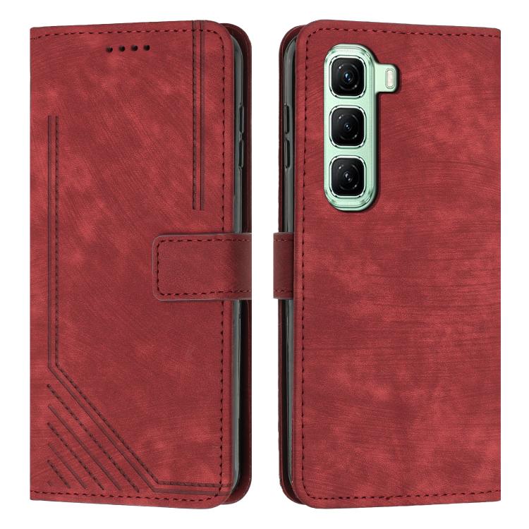 Skin Feel Stripe Pattern Leather Phone Case with Lanyard, For Infinix Hot 70 5G, For Infinix Note Edge 5G, For Infinix Smart 20 4G, For Infinix Note 60 / 60 Pro 5G