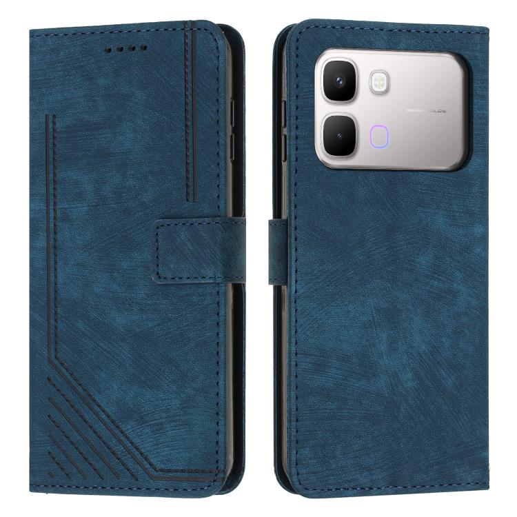 Skin Feel Stripe Pattern Leather Phone Case with Lanyard, For Infinix Hot 70 5G, For Infinix Note Edge 5G, For Infinix Smart 20 4G, For Infinix Note 60 / 60 Pro 5G