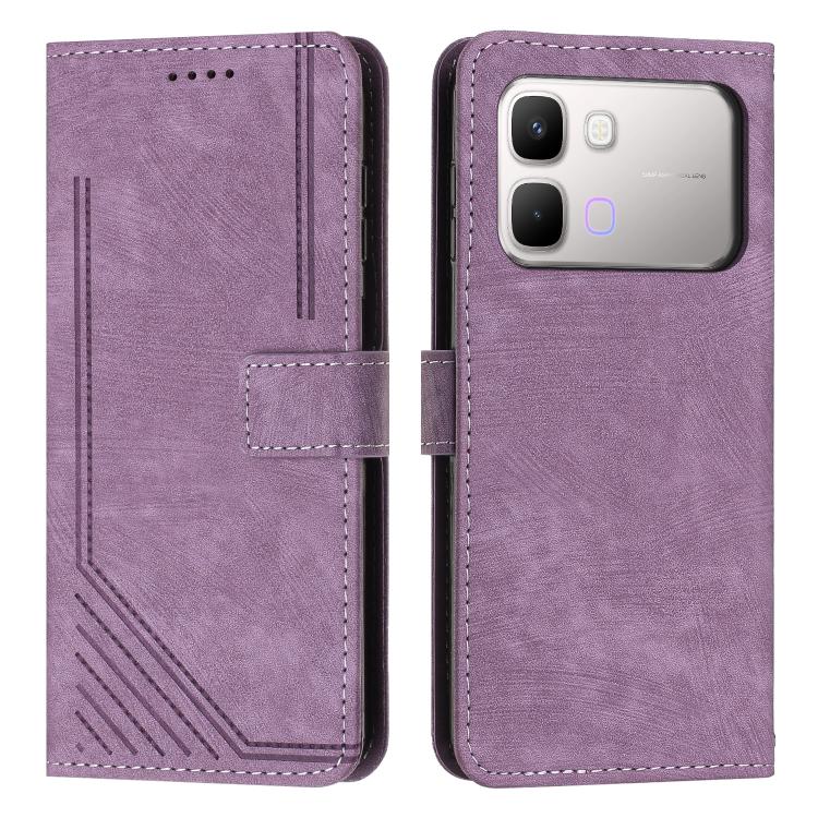 Skin Feel Stripe Pattern Leather Phone Case with Lanyard, For Infinix Hot 70 5G, For Infinix Note Edge 5G, For Infinix Smart 20 4G, For Infinix Note 60 / 60 Pro 5G