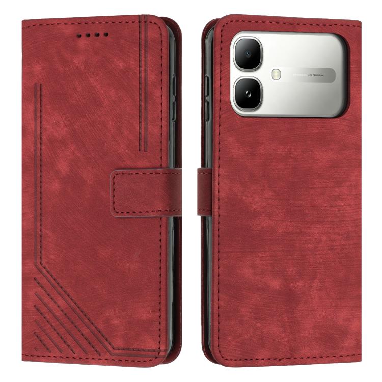 Skin Feel Stripe Pattern Leather Phone Case with Lanyard, For Infinix Hot 70 5G, For Infinix Note Edge 5G, For Infinix Smart 20 4G, For Infinix Note 60 / 60 Pro 5G