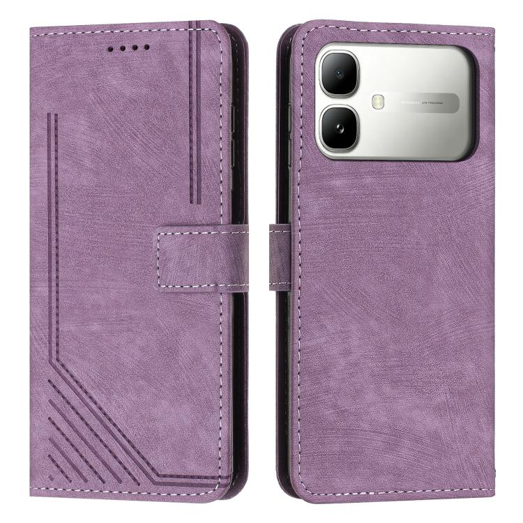 Skin Feel Stripe Pattern Leather Phone Case with Lanyard, For Infinix Hot 70 5G, For Infinix Note Edge 5G, For Infinix Smart 20 4G, For Infinix Note 60 / 60 Pro 5G