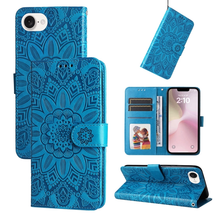 Embossed Sunflower Leather Phone Case, For iPhone 17e / 16e, For iPhone 17 Pro Max, For iPhone 17 Pro, For iPhone 17