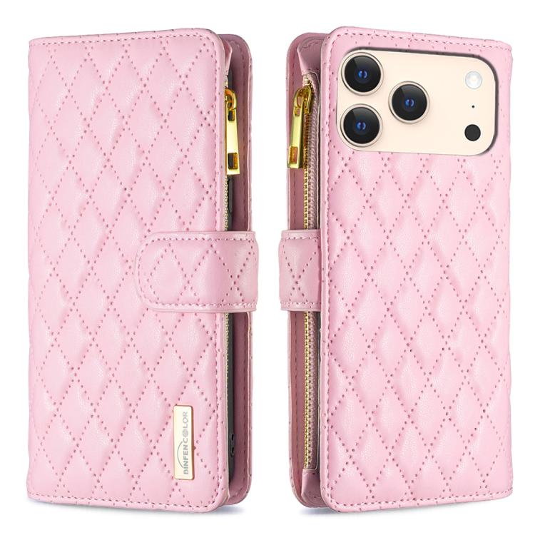 Diamond Lattice Zipper Wallet Leather Flip Phone Case, For iPhone 18 Pro/17 Pro, For iPhone 18 Pro Max/17 Pro Max, For iPhone 17, For iPhone 17 Air