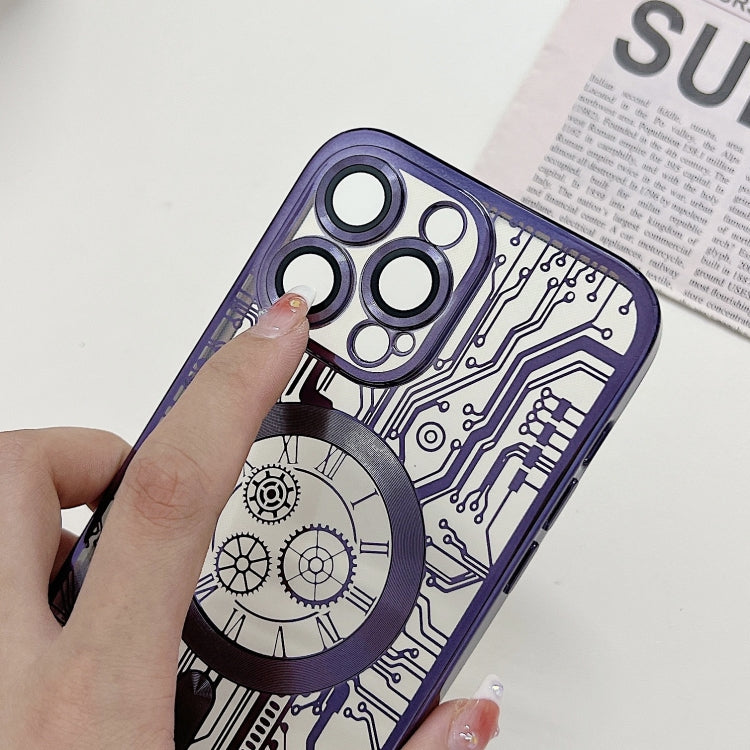 Electroplated Circuit Board Pattern MagSafe Phone Case, For iPhone 14 Plus, For iPhone 14, For iPhone 14 Pro
