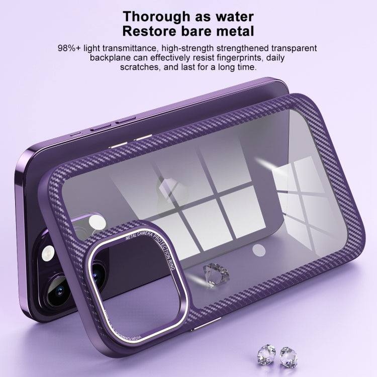 Carbon Fiber Transparent Back Panel Phone Case, For iPhone 14, For iPhone 14 Pro, For iPhone 14 Pro Max, For iPhone 13 Pro Max, For iPhone 13 Pro