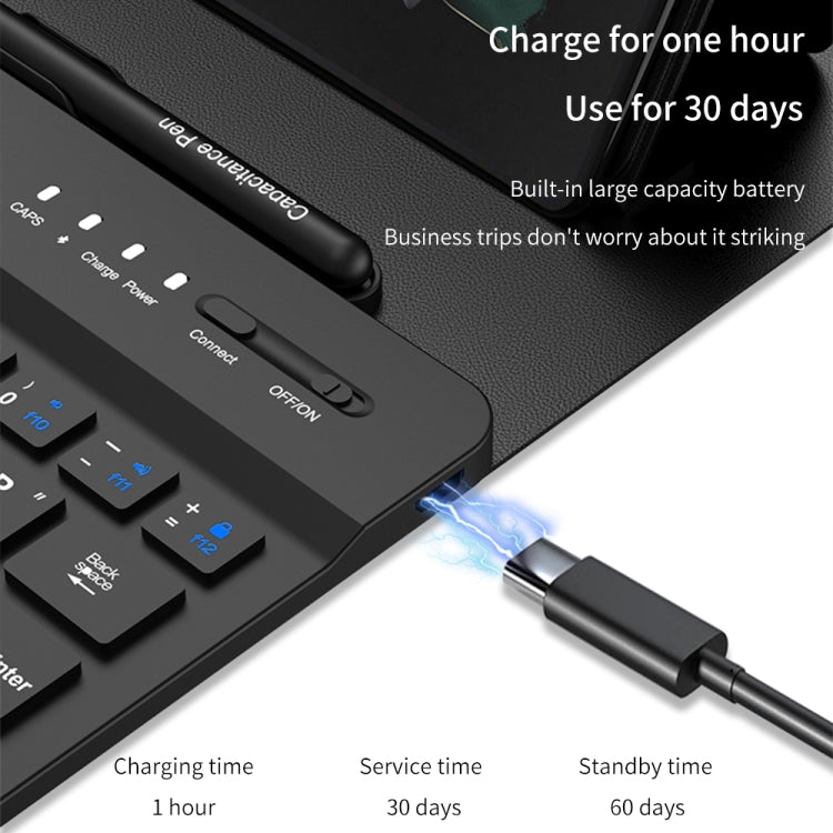 For Samsung Galaxy Z Fold5 GKK Gear Adjustment Bluetooth Keyboard + Pen + Mouse + Case Set(Carbon Fibre)