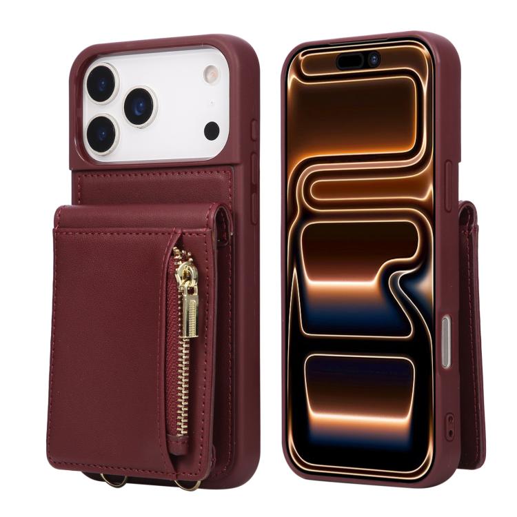 Crossbody Lanyard Zipper Wallet Leather Phone Case, For iPhone 17 Pro Max, For iPhone 17 Pro, For iPhone 17, For iPhone Air