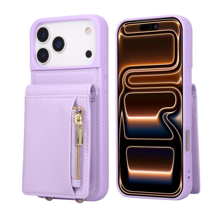 Crossbody Lanyard Zipper Wallet Leather Phone Case, For iPhone 17 Pro Max, For iPhone 17 Pro, For iPhone 17, For iPhone Air