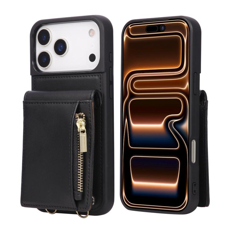 Crossbody Lanyard Zipper Wallet Leather Phone Case, For iPhone 17 Pro Max, For iPhone 17 Pro, For iPhone 17, For iPhone Air