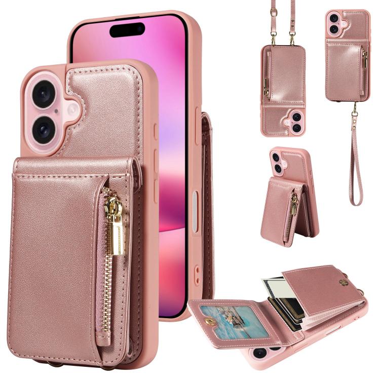Crossbody Lanyard Zipper Wallet Leather Phone Case, For iPhone 17 Pro Max, For iPhone 17 Pro, For iPhone 17, For iPhone Air