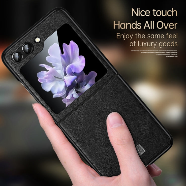 SULADA Shockproof TPU + Handmade Leather Phone Case, For Samsung Galaxy Z Flip6 / Flip7 FE, For Samsung Galaxy Z Flip5, For Samsung Galaxy Z Flip4
