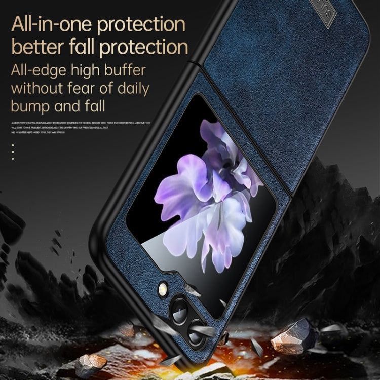 SULADA Shockproof TPU + Handmade Leather Phone Case, For Samsung Galaxy Z Flip6 / Flip7 FE, For Samsung Galaxy Z Flip5, For Samsung Galaxy Z Flip4
