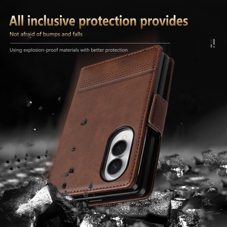 AZNS Magnetic Calf Texture Flip Leather Phone Case, For Samsung Galaxy Z Flip7 FE / Flip6, For Samsung Galaxy Z Fold7 5G, For Samsung Galaxy Z Flip7 5G, For Samsung Galaxy Z Fold6 5G