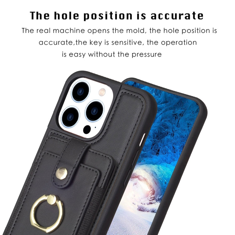 For iPhone 15 Pro BF27 Metal Ring Card Bag Holder Phone Case(Black)