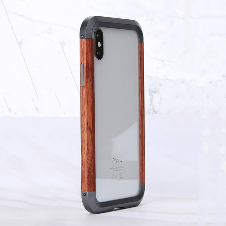 R-JUST Metal + Wood Frame Protective Case, For iPhone 11, For iPhone 11 Pro, For iPhone 11 Pro Max, For iPhone X / XS, For iPhone XS Max, For iPhone XR