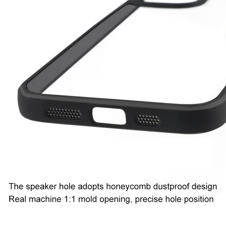 For iPhone 15 Frosted TPU  Transparent PC Phone Case(Black)