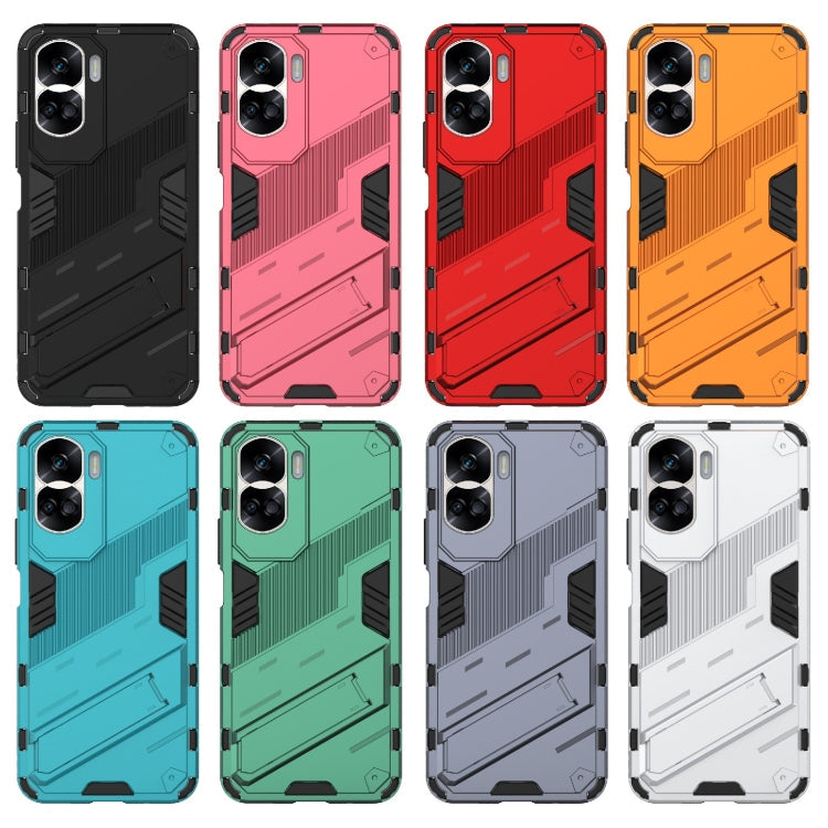 For Honor 90 Lite 5G Global Punk Armor 2 in 1 PC + TPU Phone Case with Holder(Blue)