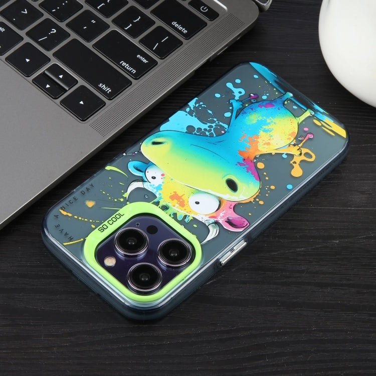 For iPhone 13 Pro Max Animal Pattern Oil Painting Series PC  TPU Phone Case(Drinking Cat)