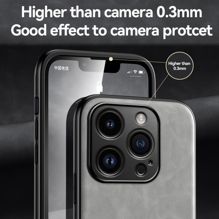 For iPhone 15 Pro Max Skin Feel Magnetic Leather Back Phone Case(Light Grey)