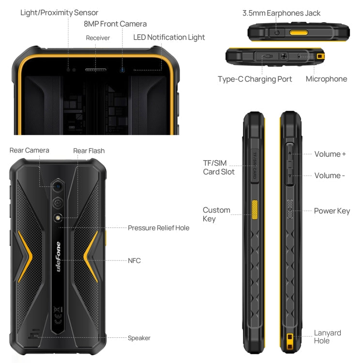 Ulefone Armor X12 Pro, 4GB+64GB, IP68/IP69K Rugged Phone, 5.45 inch Android 13 MediaTek Helio G36 Octa Core, Network: 4G, NFC(Some Orange)