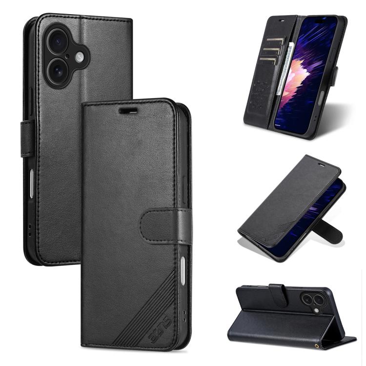 AZNS Sheepskin Texture Flip Leather Phone Case, For iPhone 18 Pro, For iPhone 18 Pro Max, For iPhone 17e / 16e, For iPhone 17 Pro Max, For iPhone 17 Pro, For iPhone 17, For iPhone Air, For iPhone 16 Pro Max