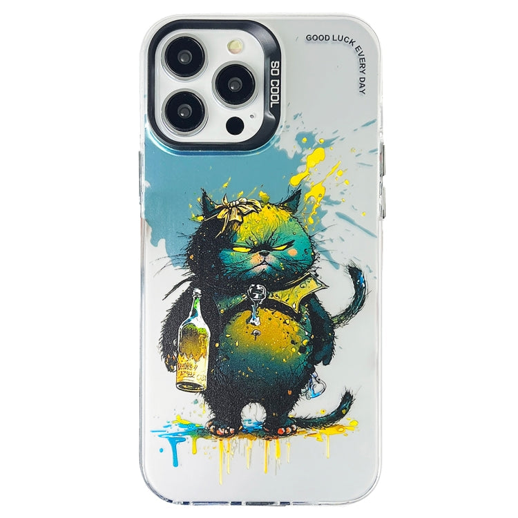 Double Layer Color Silver Series Animal Oil Painting Phone Case, For iPhone 12 Pro