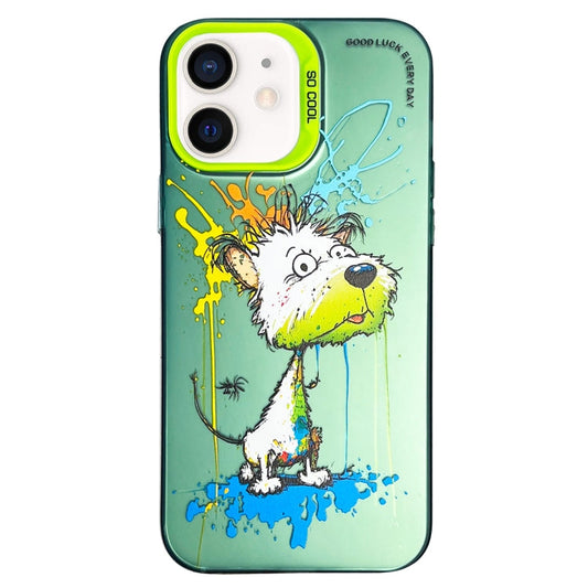 Double Layer Color Silver Series Animal Oil Painting Phone Case, For iPhone 11