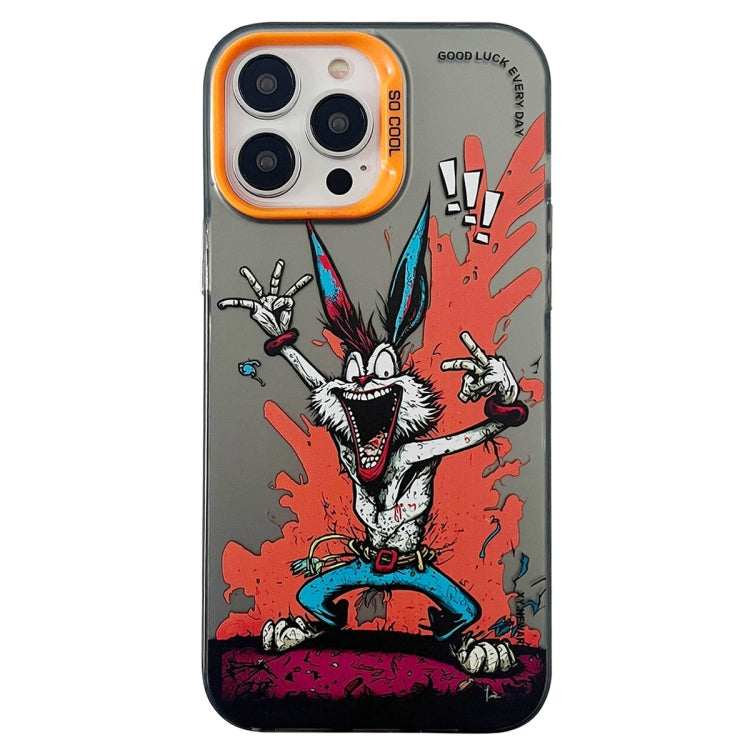 Double Layer Color Silver Series Animal Oil Painting Phone Case, For iPhone 15 Pro Max