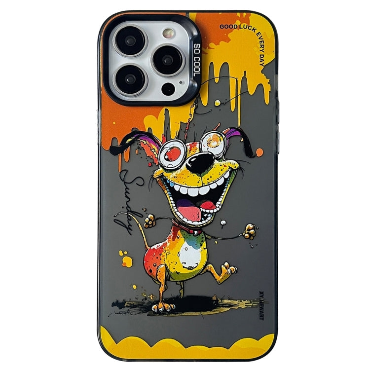 Double Layer Color Silver Series Animal Oil Painting Phone Case, For iPhone 15 Pro Max