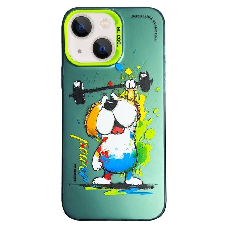 Double Layer Color Silver Series Animal Oil Painting Phone Case, For iPhone 15 Plus