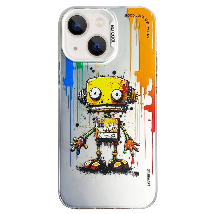 Double Layer Color Silver Series Animal Oil Painting Phone Case, For iPhone 15 Plus