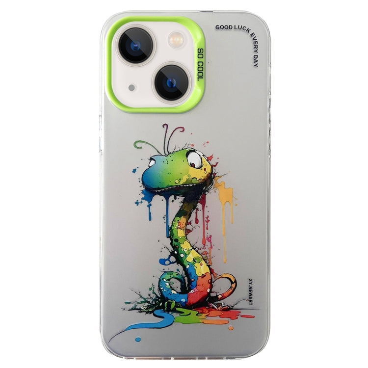 Double Layer Color Silver Series Animal Oil Painting Phone Case, For iPhone 15 Plus