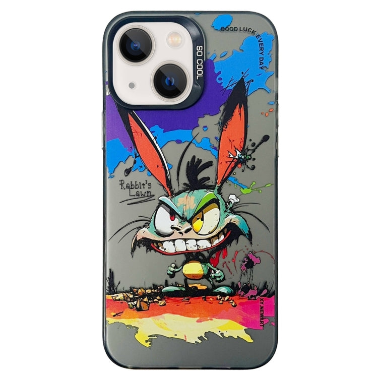 Double Layer Color Silver Series Animal Oil Painting Phone Case, For iPhone 15 Plus