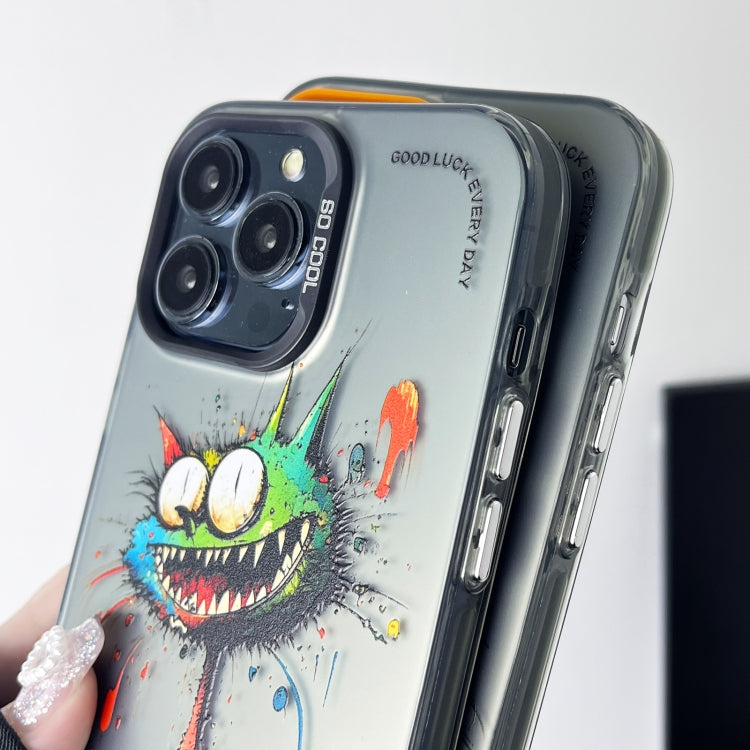 Double Layer Color Silver Series Animal Oil Painting Phone Case, For iPhone 14