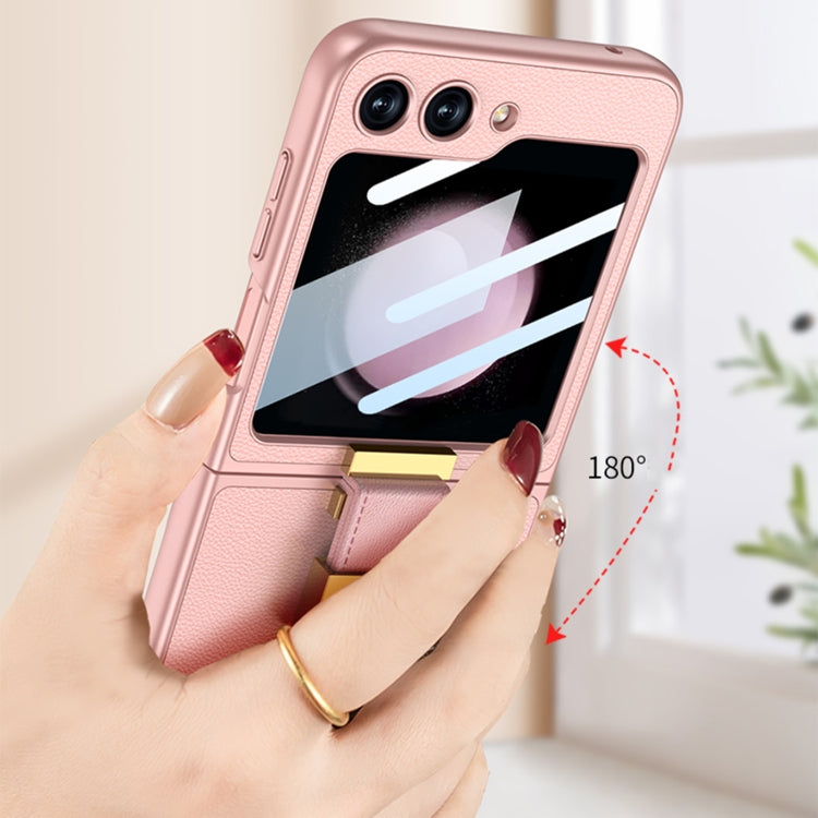 For Samsung Galaxy Z Flip5 GKK Ultra-thin Z Ring Holder Leather Phone Case(Matcha Green)