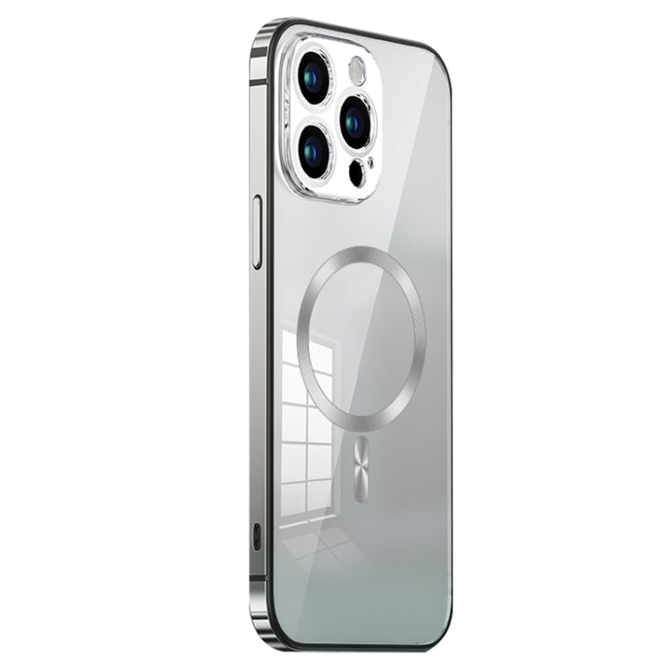 MagSafe Magnetic Stainless Steel Frame Transparent TPU Phone Case, For iPhone 14, For iPhone 14 Pro Max