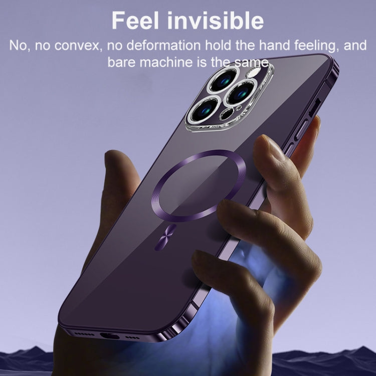 MagSafe Magnetic Stainless Steel Frame Transparent TPU Phone Case, For iPhone 14, For iPhone 14 Pro Max