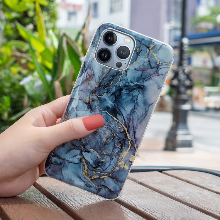 IMD Marble TPU Phone Case For iPhone 15 Pro(Grey)