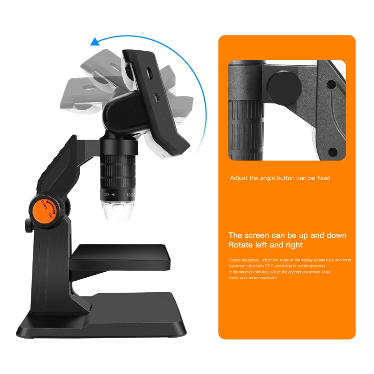 P110 50X-1000X Desktop Electronic Digital Microscope with 4.3 inch Screen, P110