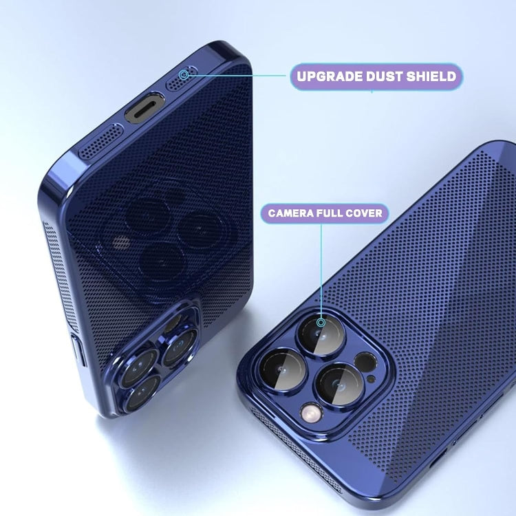 For iPhone 15 Plus Fine Mesh Cooling Phone Case(Blue)