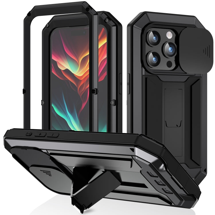 R-JUST Sliding Camera IP54 Life Waterproof Holder Phone Case, For iPhone 16 Pro, For iPhone 16 Plus, For iPhone 16, For iPhone 15 Pro Max, For iPhone 15 Pro, For iPhone 15 Plus