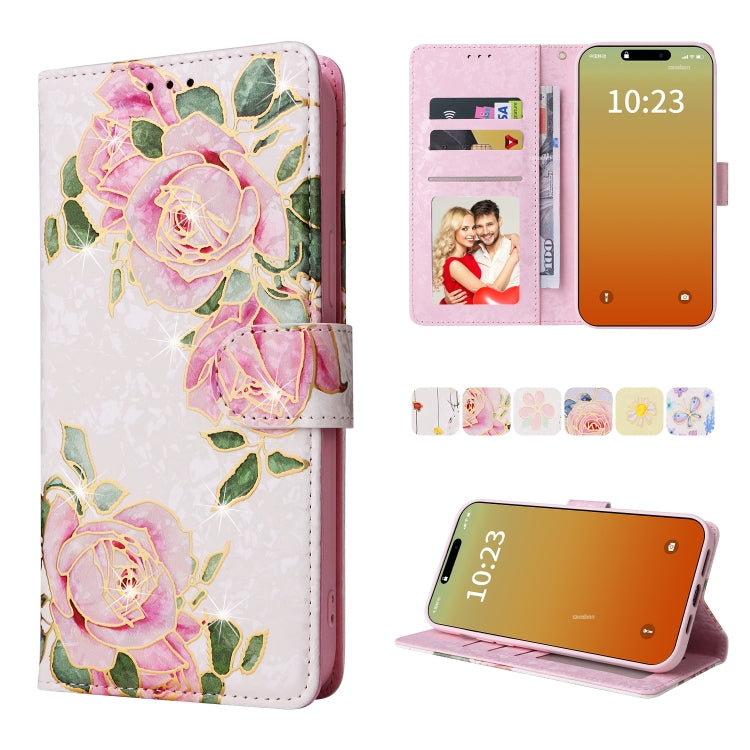 Bronzing Painting RFID Leather Case, For iPhone 16, For iPhone 15 Pro Max, For iPhone 15 Pro, For iPhone 15 Plus