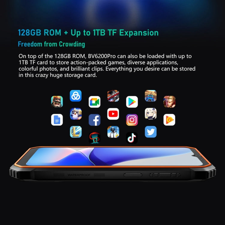 Blackview BV6200 Pro, 6GB+128GB, IP68/IP69K/MIL-STD-810H, 6.56 inch Android 13 MediaTek Helio P35 Octa Core, Network: 4G, OTG, NFC(Orange)
